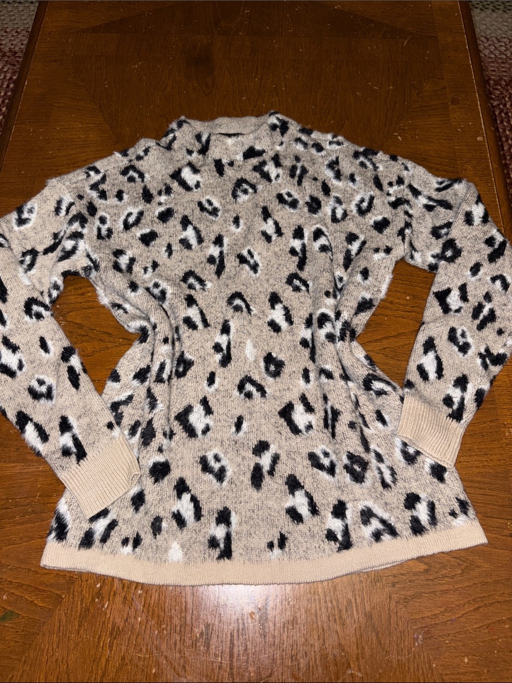 TRIBAL Beige Leopard Print Women's Sweater Size S